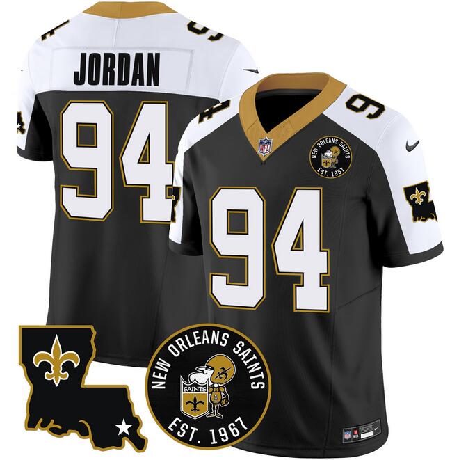 Men's New Orleans Saints #94 Cameron Jordan Black F.U.S.E. EST. 1967 Patch Vapor Football Stitched Jersey